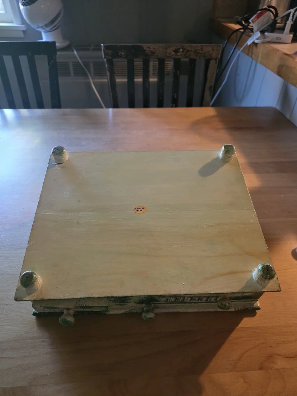 Vintage Hand-Painted Garden Motif Jewelry Box